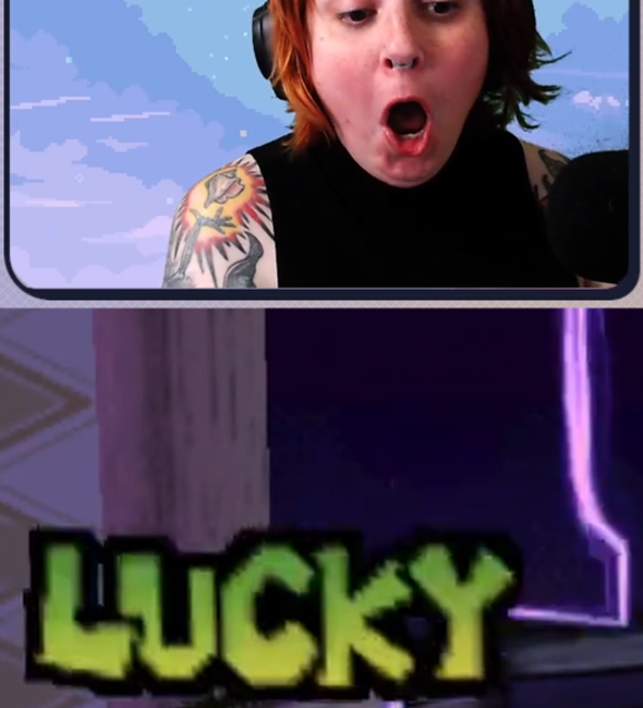  Lucky!: A tense climactic moment from a twitch streamer’s playthrough of a long session of Paper Mario.